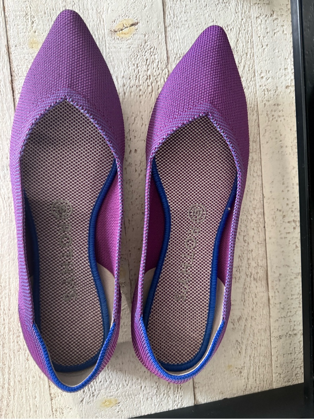 Rothy's Purple Pointed-Toe Knit Flats